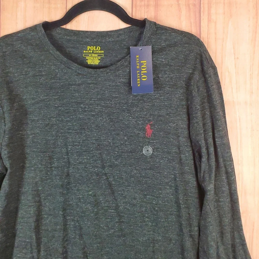 Polo Ralph Lauren T-Shirt Mens Sz M Cotton Long Sleeve Pullover Crew